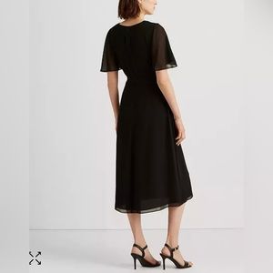 Ralph Lauren Georgette Flutter-Sleeve Dress